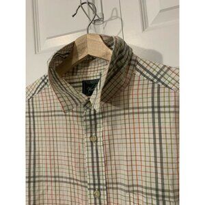 Woolrich Men’s Sz XL CREAM GREEN BROWN Gray Red SQUARES Stripes Shirt‎ plaid